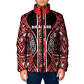 Aotearoa Ngapuhi Padded Jacket Maori Red Tribal Paua Shell Pattern
