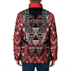Aotearoa Ngapuhi Padded Jacket Maori Red Tribal Paua Shell Pattern