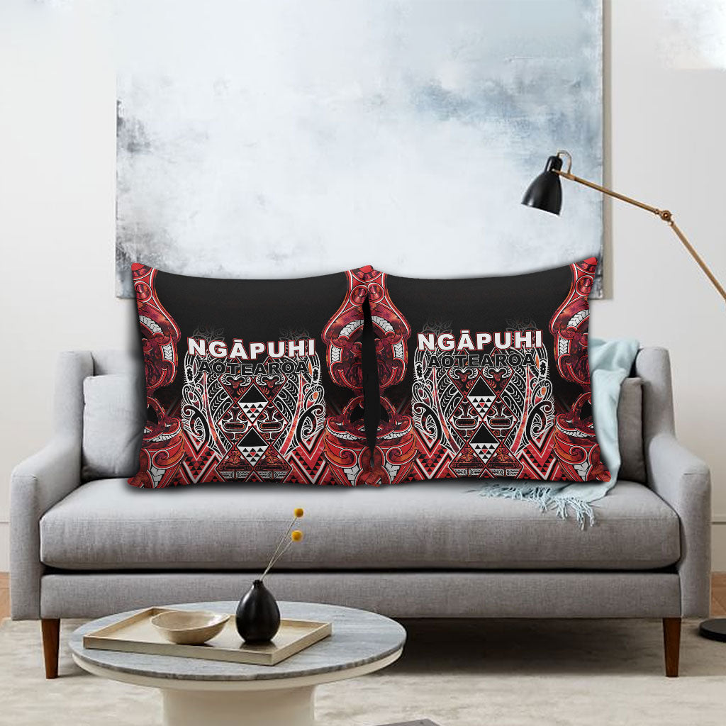 Aotearoa Ngapuhi Pillow Cover Maori Red Tribal Paua Shell Pattern