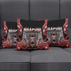 Aotearoa Ngapuhi Pillow Cover Maori Red Tribal Paua Shell Pattern