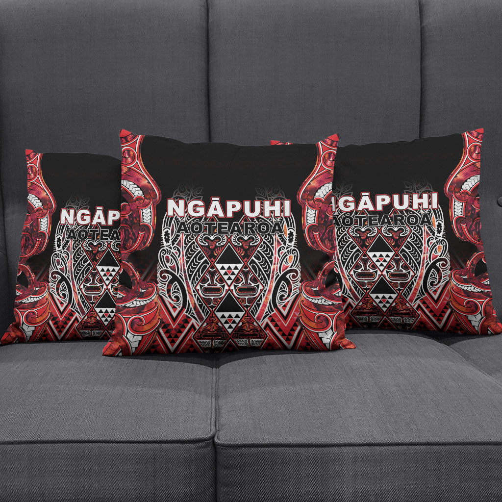 Aotearoa Ngapuhi Pillow Cover Maori Red Tribal Paua Shell Pattern