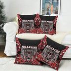 Aotearoa Ngapuhi Pillow Cover Maori Red Tribal Paua Shell Pattern