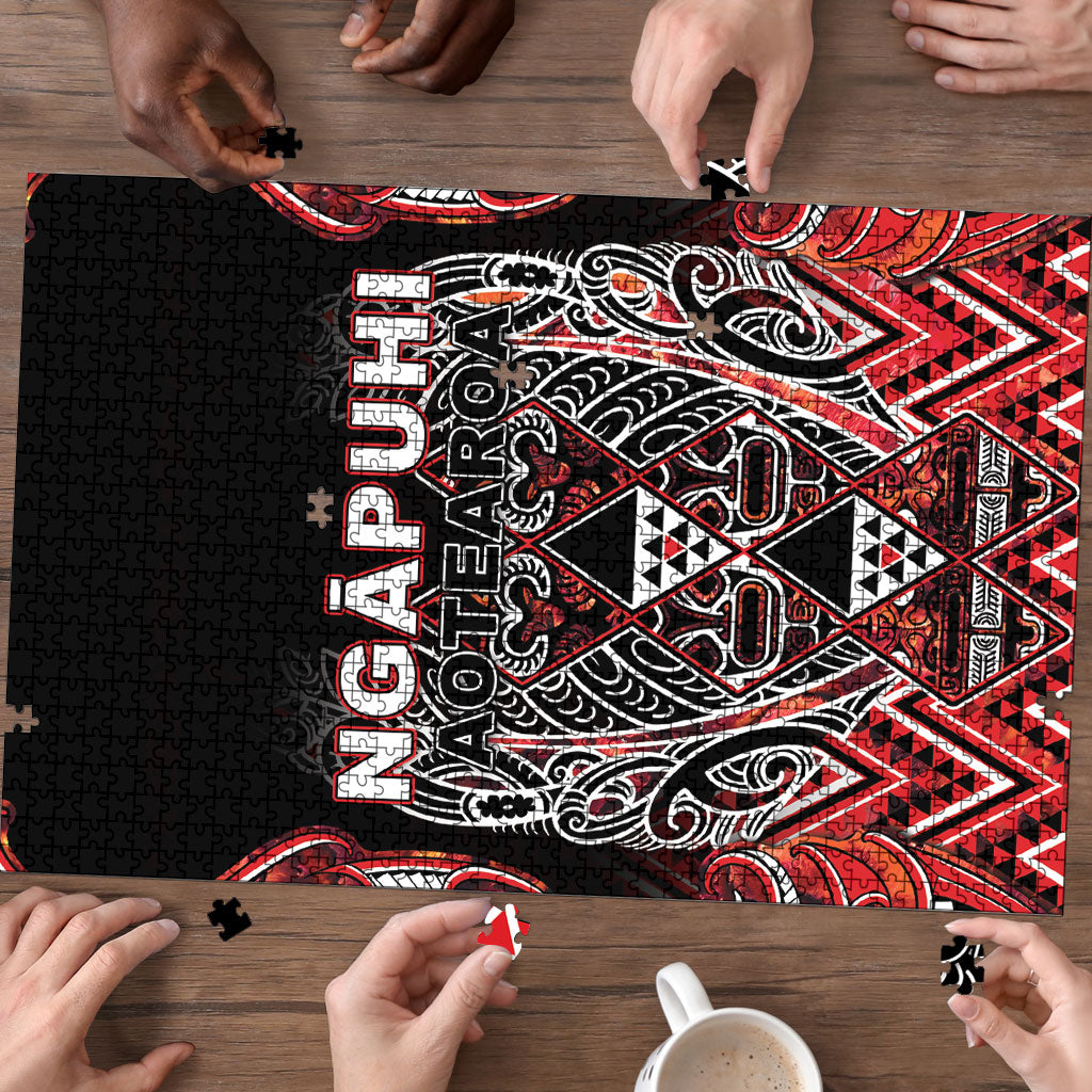 Aotearoa Ngapuhi Puzzle Maori Red Tribal Paua Shell Pattern