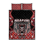 Aotearoa Ngapuhi Quilt Bed Set Maori Red Tribal Paua Shell Pattern