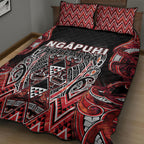 Aotearoa Ngapuhi Quilt Bed Set Maori Red Tribal Paua Shell Pattern