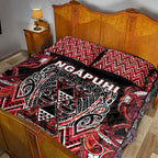 Aotearoa Ngapuhi Quilt Bed Set Maori Red Tribal Paua Shell Pattern