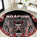 Aotearoa Ngapuhi Round Carpet Maori Red Tribal Paua Shell Pattern