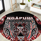 Aotearoa Ngapuhi Round Carpet Maori Red Tribal Paua Shell Pattern