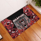 Aotearoa Ngapuhi Rubber Doormat Maori Red Tribal Paua Shell Pattern