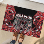 Aotearoa Ngapuhi Rubber Doormat Maori Red Tribal Paua Shell Pattern
