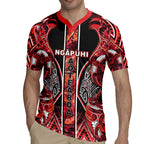 Aotearoa Ngapuhi Rugby Jersey Maori Red Tribal Paua Shell Pattern
