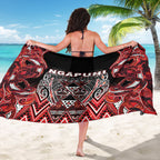 Aotearoa Ngapuhi Sarong Maori Red Tribal Paua Shell Pattern