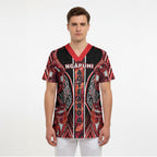 Aotearoa Ngapuhi Scrub Top Maori Red Tribal Paua Shell Pattern