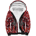Aotearoa Ngapuhi Sherpa Hoodie Maori Red Tribal Paua Shell Pattern