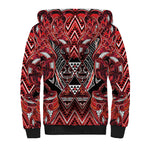 Aotearoa Ngapuhi Sherpa Hoodie Maori Red Tribal Paua Shell Pattern