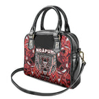 Aotearoa Ngapuhi Shoulder Handbag Maori Red Tribal Paua Shell Pattern