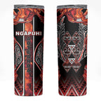 Aotearoa Ngapuhi Skinny Tumbler Maori Red Tribal Paua Shell Pattern