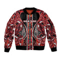 Aotearoa Ngapuhi Sleeve Zip Bomber Jacket Maori Red Tribal Paua Shell Pattern