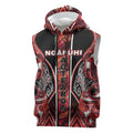 Aotearoa Ngapuhi Sleeveless Hoodie Maori Red Tribal Paua Shell Pattern