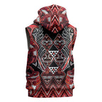 Aotearoa Ngapuhi Sleeveless Hoodie Maori Red Tribal Paua Shell Pattern