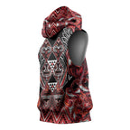 Aotearoa Ngapuhi Sleeveless Hoodie Maori Red Tribal Paua Shell Pattern