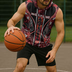 Aotearoa Ngapuhi Sleeveless Hoodie Maori Red Tribal Paua Shell Pattern