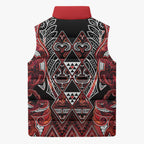 Aotearoa Ngapuhi Sleeveless Puffer Jacket Maori Red Tribal Paua Shell Pattern