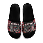 Aotearoa Ngapuhi Slide Sandals Maori Red Tribal Paua Shell Pattern