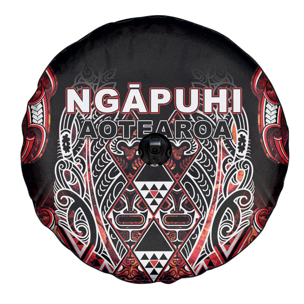 Aotearoa Ngapuhi Spare Tire Cover Maori Red Tribal Paua Shell Pattern