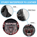 Aotearoa Ngapuhi Spare Tire Cover Maori Red Tribal Paua Shell Pattern