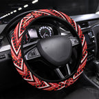 Aotearoa Ngapuhi Steering Wheel Cover Maori Red Tribal Paua Shell Pattern