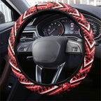 Aotearoa Ngapuhi Steering Wheel Cover Maori Red Tribal Paua Shell Pattern