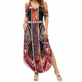 Aotearoa Ngapuhi Summer Maxi Dress Maori Red Tribal Paua Shell Pattern