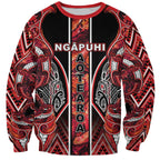 Aotearoa Ngapuhi Sweatshirt Maori Red Tribal Paua Shell Pattern