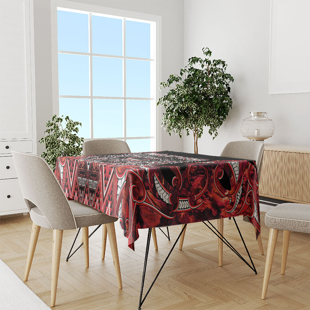 Aotearoa Ngapuhi Tablecloth Maori Red Tribal Paua Shell Pattern