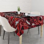 Aotearoa Ngapuhi Tablecloth Maori Red Tribal Paua Shell Pattern