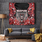 Aotearoa Ngapuhi Tapestry Maori Red Tribal Paua Shell Pattern