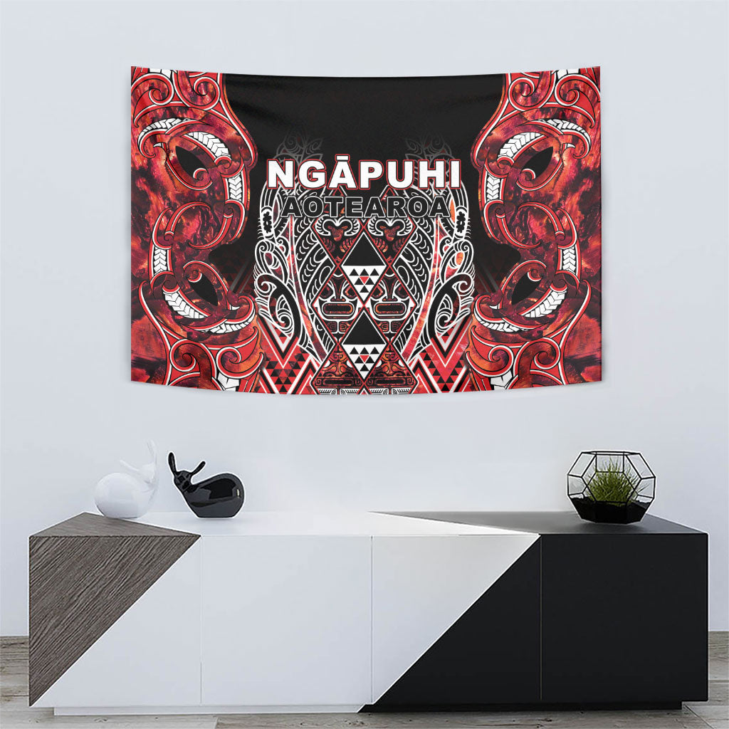 Aotearoa Ngapuhi Tapestry Maori Red Tribal Paua Shell Pattern