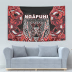 Aotearoa Ngapuhi Tapestry Maori Red Tribal Paua Shell Pattern