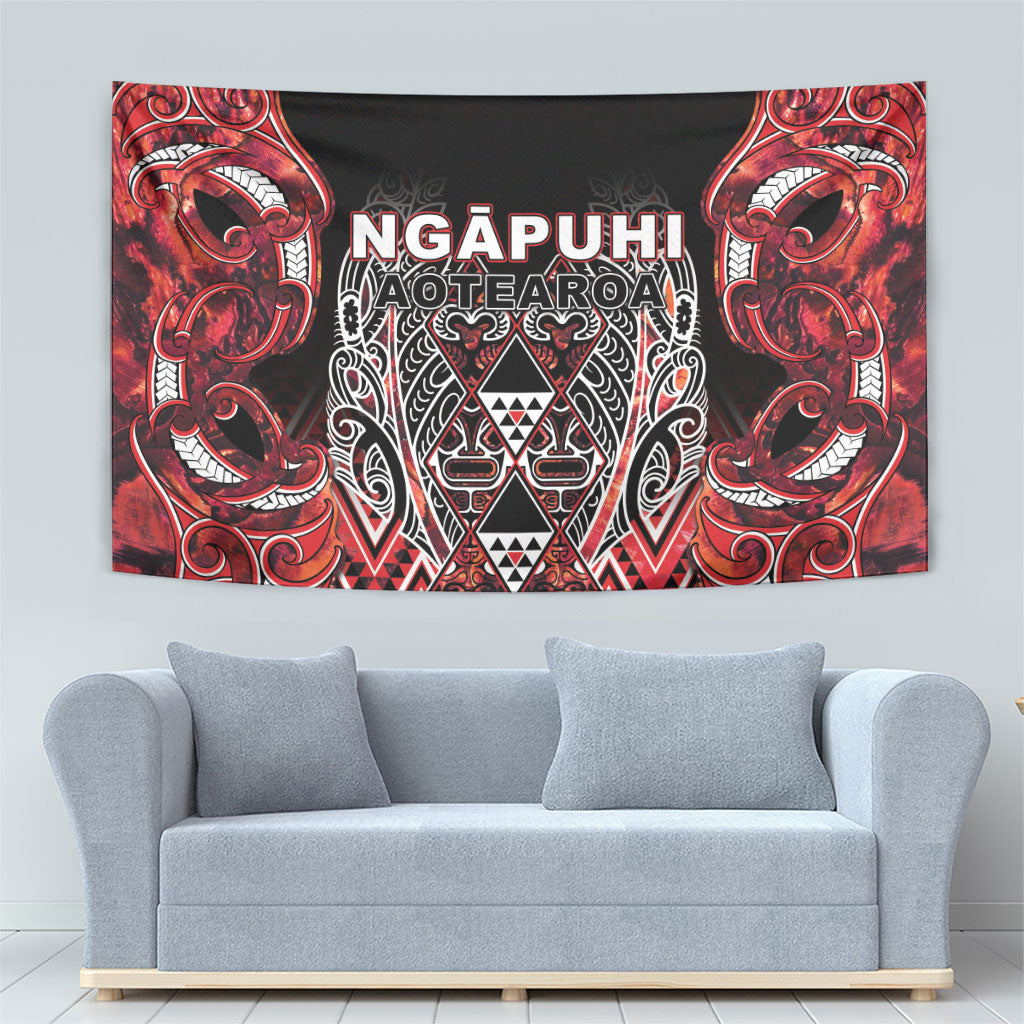 Aotearoa Ngapuhi Tapestry Maori Red Tribal Paua Shell Pattern