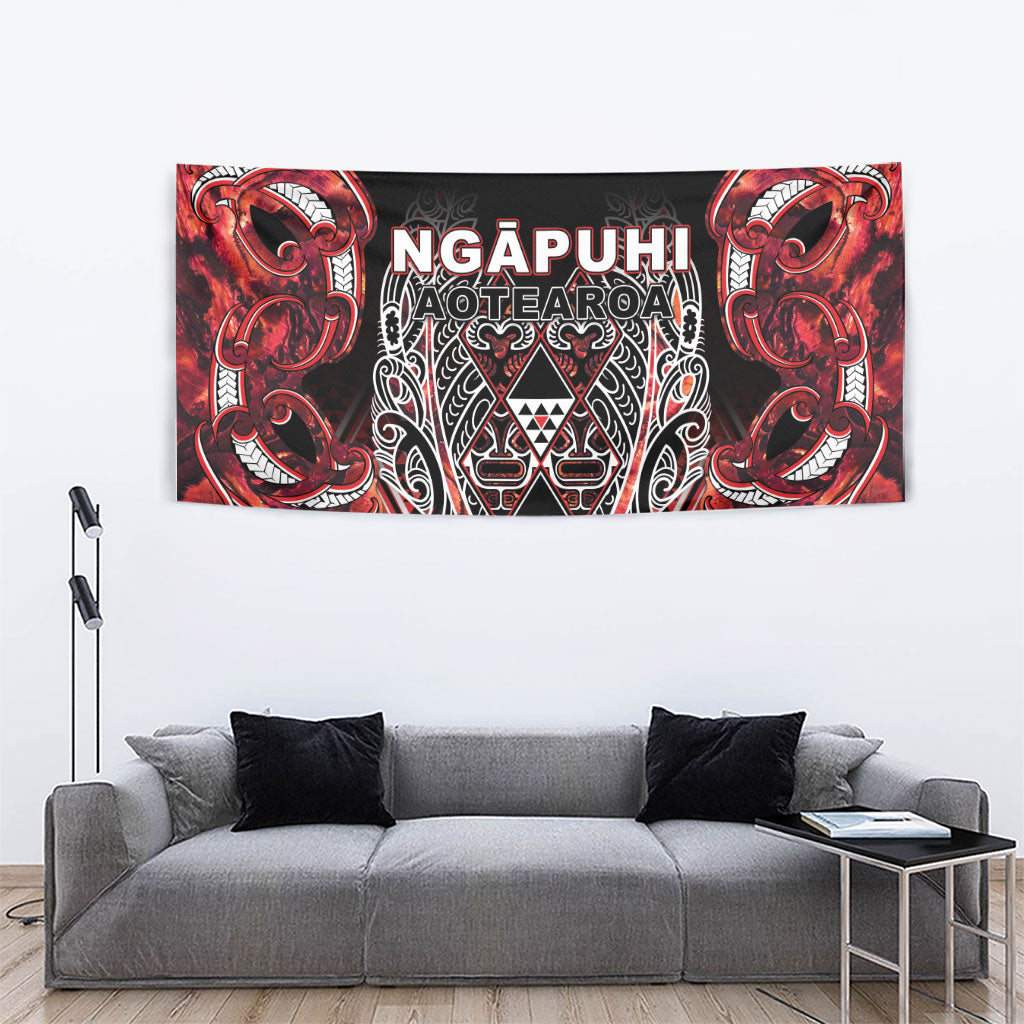 Aotearoa Ngapuhi Tapestry Maori Red Tribal Paua Shell Pattern