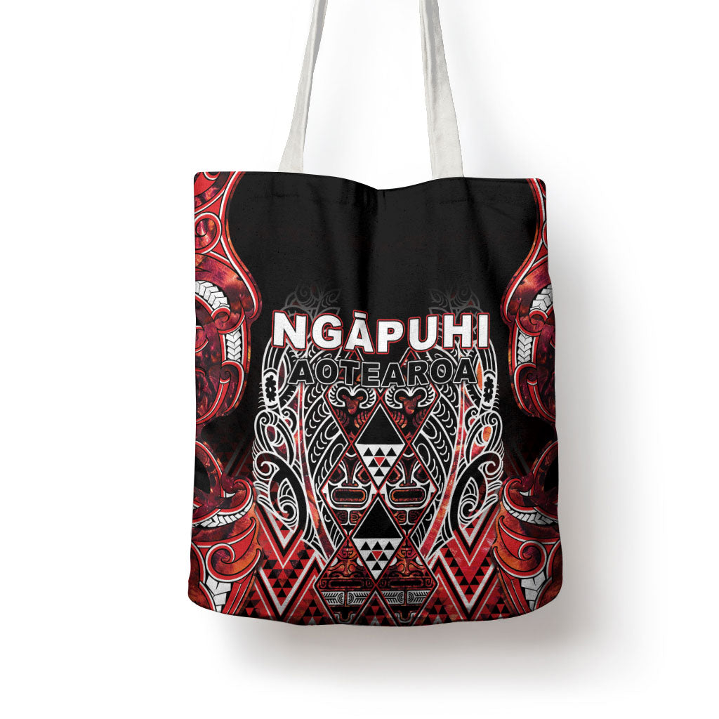 Aotearoa Ngapuhi Tote Bag Maori Red Tribal Paua Shell Pattern
