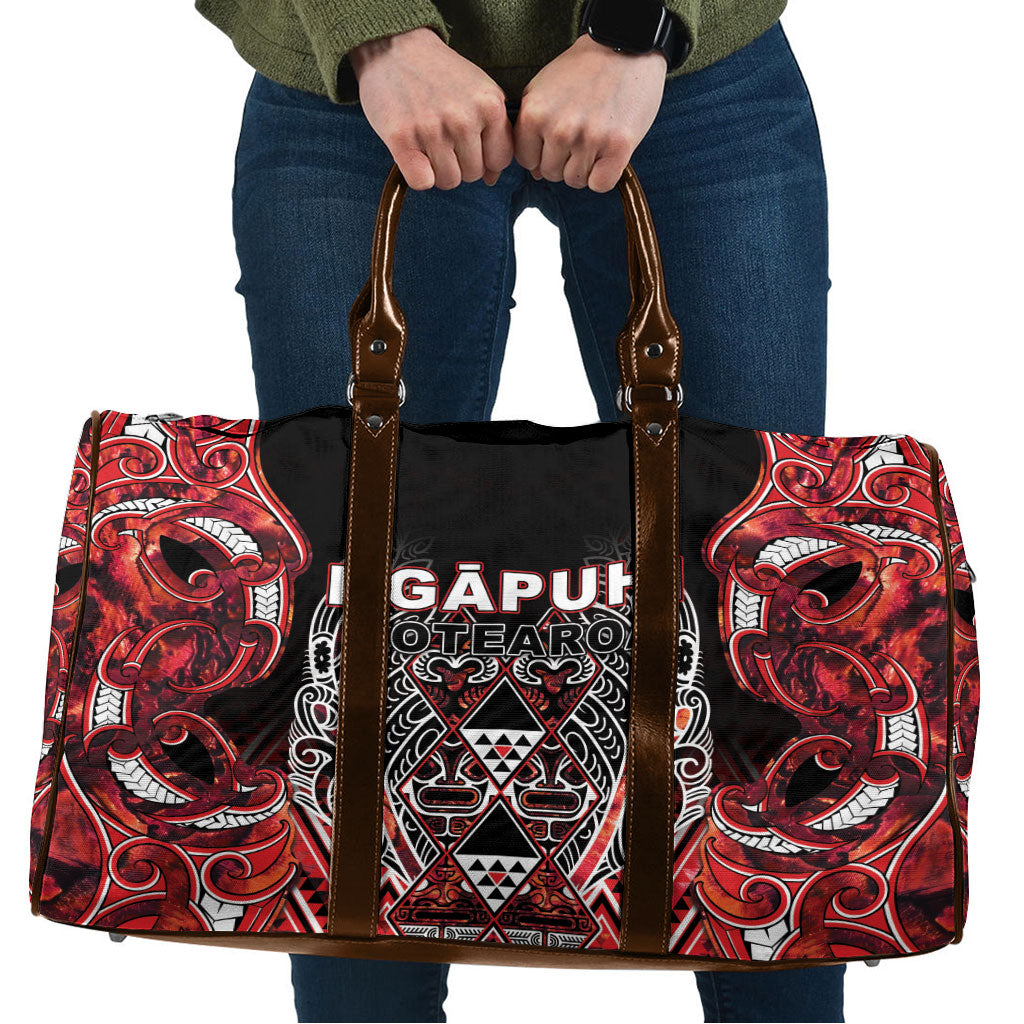 Aotearoa Ngapuhi Travel Bag Maori Red Tribal Paua Shell Pattern