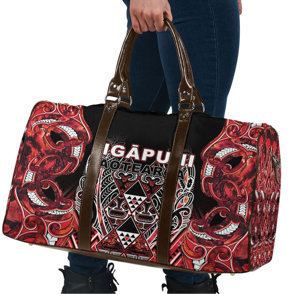 Aotearoa Ngapuhi Travel Bag Maori Red Tribal Paua Shell Pattern