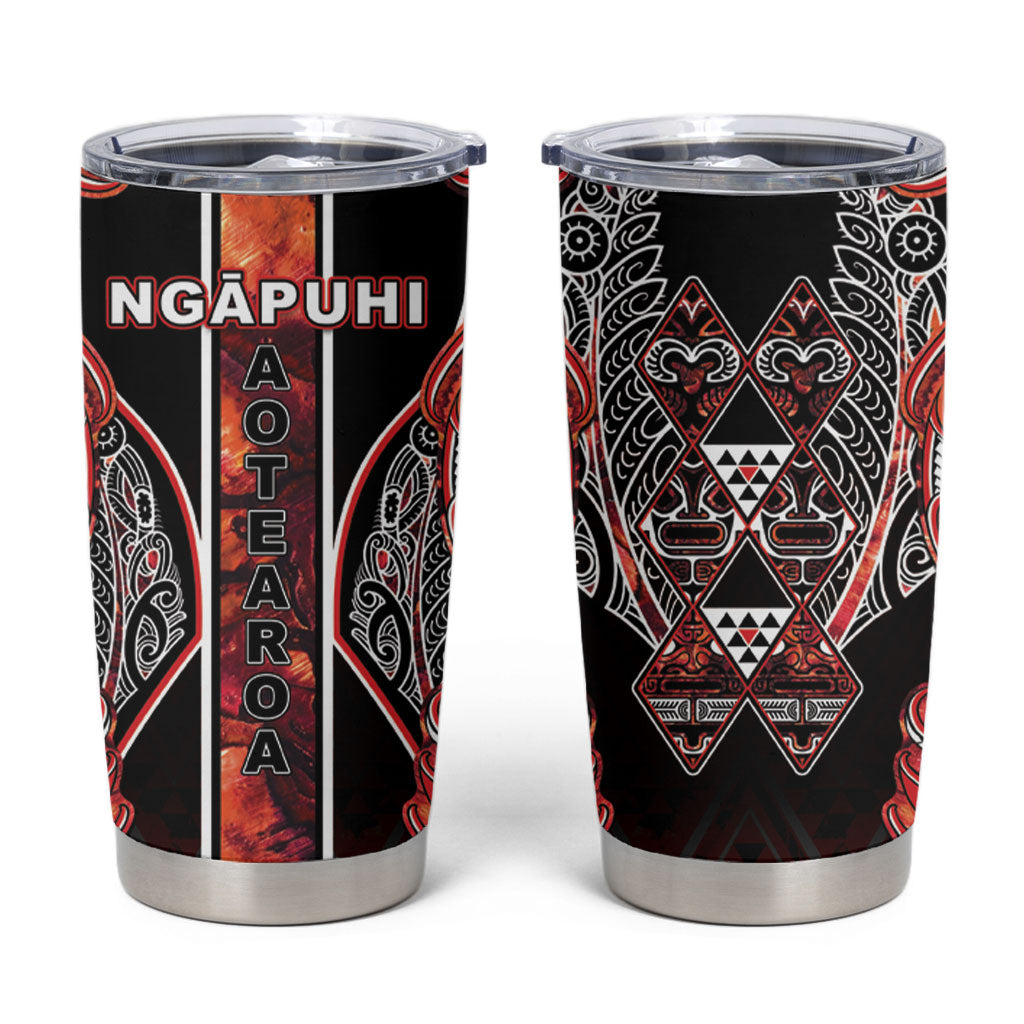 Aotearoa Ngapuhi Tumbler Cup Maori Red Tribal Paua Shell Pattern