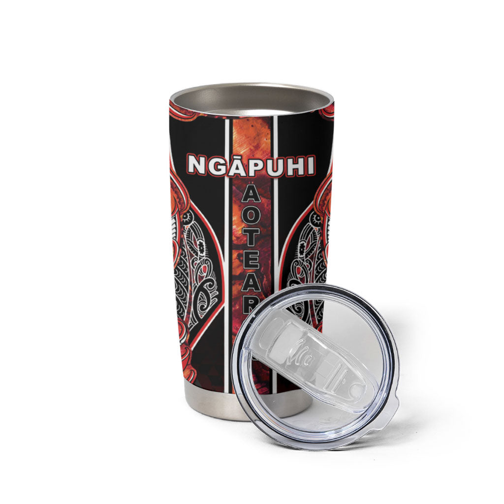 Aotearoa Ngapuhi Tumbler Cup Maori Red Tribal Paua Shell Pattern