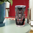 Aotearoa Ngapuhi Tumbler Cup Maori Red Tribal Paua Shell Pattern
