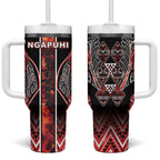 Aotearoa Ngapuhi Tumbler With Handle Maori Red Tribal Paua Shell Pattern