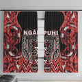 Aotearoa Ngapuhi Window Curtain Maori Red Tribal Paua Shell Pattern