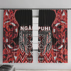 Aotearoa Ngapuhi Window Curtain Maori Red Tribal Paua Shell Pattern